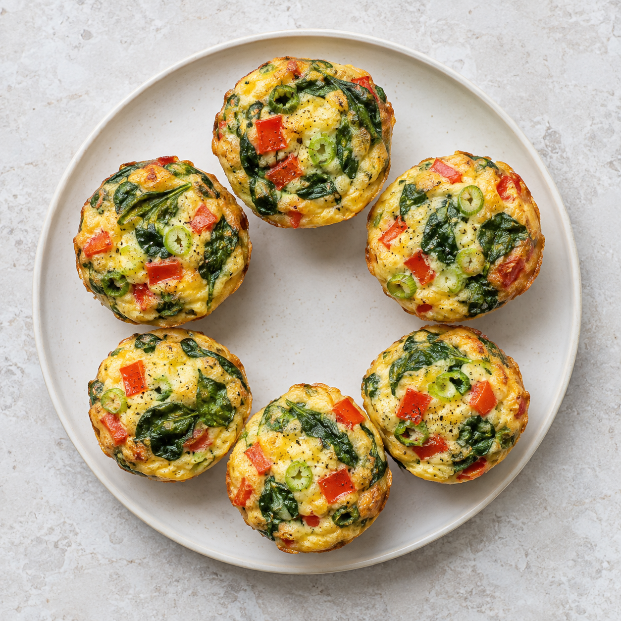 Egg Vegetable Muffins on a modern white kitchen worktop