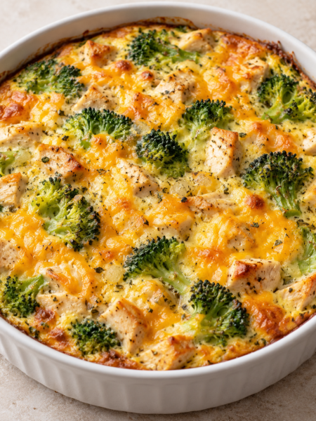 Broccoli Chicken Casserole with Egg, prepared with the VanChop recipe ingredients