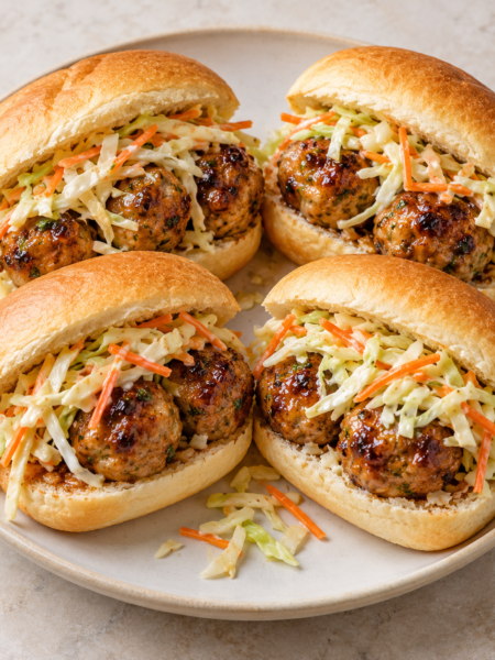 Ginger Chicken Meatball Sandos, prepared with the VanChop recipe ingredients