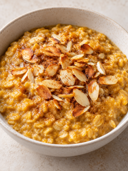 Pumpkin Oats with Toasted Almonds, prepared with the VanChop recipe ingredients