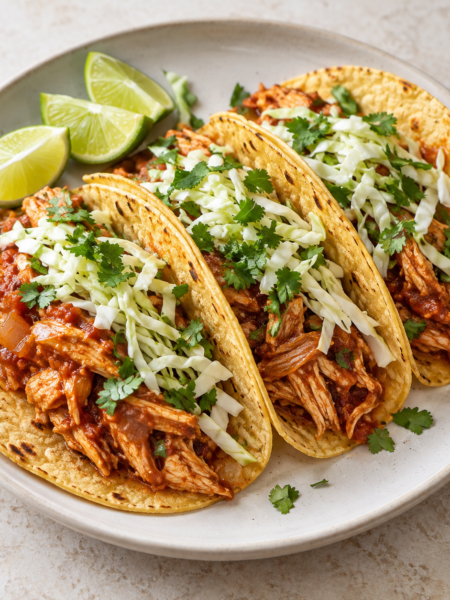 The Delicious Chicken Tinga Tacos, prepared with the VanChop recipe ingredients