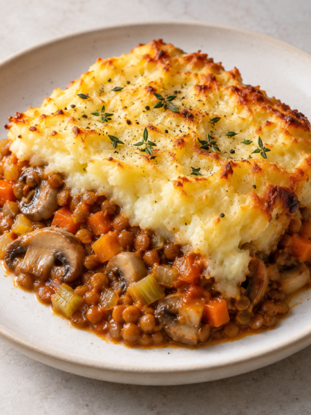 Tasty Vegetarian Shepherd’s Pie, prepared with the VanChop recipe ingredients
